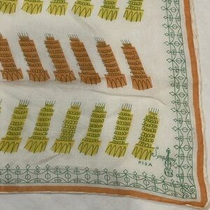Vintage Scarf Pisa symphony with Orange and Green tower of Pisa Design